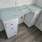 Glazen nageltafel met lades, Ophalen, Gebruikt, 100 tot 150 cm, 100 tot 150 cm