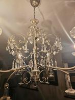 Zilverkleurige kroonluchter met Murano glas, Ophalen of Verzenden, Gebruikt, Glas, Klassiek