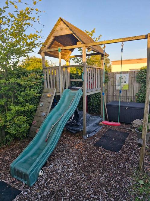 Jungle Gym speeltoestel, Kinderen en Baby's, Speelgoed | Buiten | Speeltoestellen, Gebruikt, Glijbaan, Klimtouw, Schommel, Zandbak