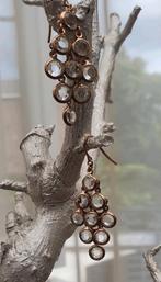 Mooie oorbellen zilver met rosegoud laagje zgan, Met kristal, Hangers, Ophalen of Verzenden, Zo goed als nieuw