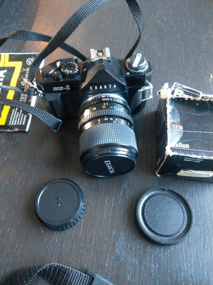 EXAKTA HS-1 in top staat met boekje flitser nu pentax, Audio, Tv en Foto, Fotocamera's Analoog, Zo goed als nieuw, Spiegelreflex