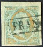 NVPH 1 met stempel FRANCO in heel bijzondere kleuren, Ophalen of Verzenden, Gestempeld