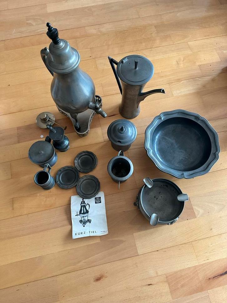 Mooie Tinnen Set - Kurz-Tiel, Antiek en Kunst, Antiek | Tin, Ophalen