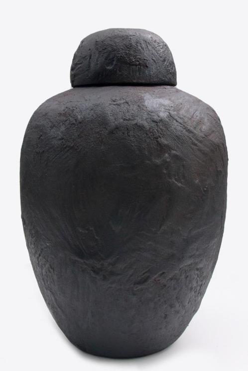 Stenen urn handgemaakt 4.5 liter zwart vleugje bruin, Huis en Inrichting, Woonaccessoires | Overige, Nieuw, Ophalen of Verzenden