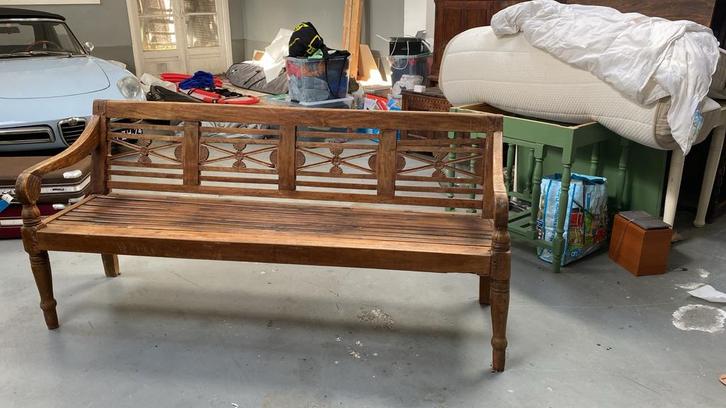 Antieke Indische Stationsbank - 75 jaar oud, Antiek en Kunst, Antiek | Meubels | Stoelen en Banken, Ophalen