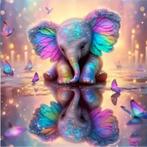 Diamond Painting spiegel olifant 20x20cm (rond), Ophalen of Verzenden, Nieuw, Knutselwerk