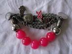 pink ribbon armband nr arm 1119, Sieraden, Tassen en Uiterlijk, Armbanden, Ophalen of Verzenden, Nieuw, Roze, Overige materialen