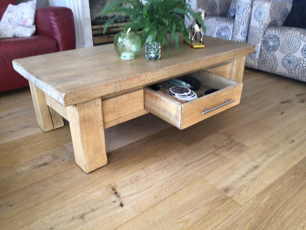 Boereneiken salontafel, Huis en Inrichting, Tafels | Salontafels, Ophalen, Gebruikt, 100 tot 150 cm, Eikenhout