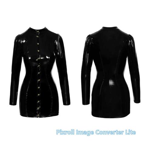 R22 zwarte lakjurk maat 42/44 strenge jurk.................., Kleding | Dames, Jurken, Nieuw, Maat 42/44 (L), Zwart, Boven de knie