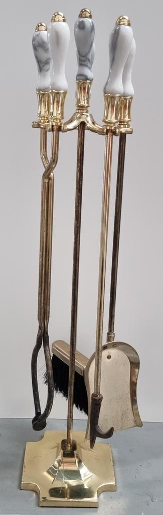 Haardstel messing en marmer 85cm, Huis en Inrichting, Haarden, Gebruikt, Ophalen