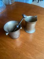 koperen schenkkannetje en vijzel, Verzenden, Zo goed als nieuw