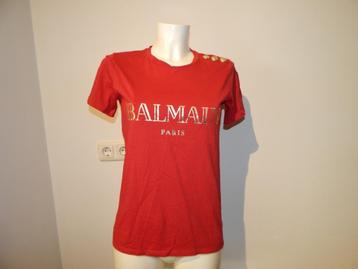 Balmain eerstelijns rood shirt gouden merk druk knopen M beschikbaar voor biedingen