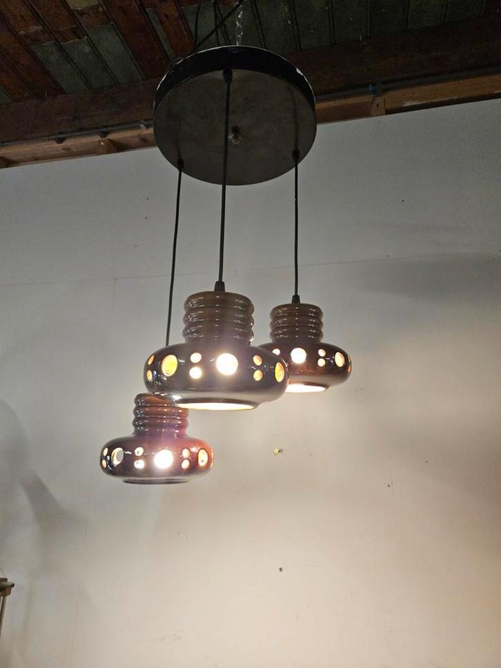 West-Duitse Cascade Kroonluchter Spage age. 1970., Huis en Inrichting, Lampen | Hanglampen, Gebruikt, 50 tot 75 cm, Metaal, Ophalen