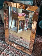 Venetiaanse spiegel roze bloemenmotief Italiaans midcentury, Ophalen, Zo goed als nieuw, Minder dan 100 cm, Rechthoekig