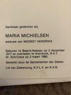 Michielsen x Hendrikx 1917 Baarle-Nassau 1990 Arendonk (B), Ophalen of Verzenden, Bidprentje