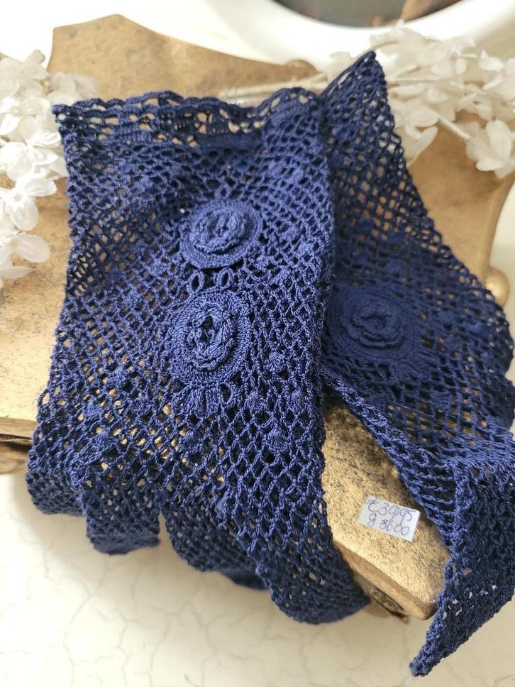 Zeer oude kanten handschoentjes blauw foto 1, Antiek en Kunst, Curiosa en Brocante, Ophalen of Verzenden