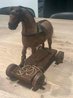 Antiek houten speelgoedpaard op wielen, Antiek en Kunst, Ophalen of Verzenden