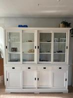 Sfeervolle landelijke buffetkast – wit hout met glasdeuren, Ophalen, Gebruikt, Landelijk, 200 cm of meer