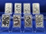 (A337) AUSTRALIA  RECTANGLE DRAGONS  ALLE JAREN, Ophalen of Verzenden, Losse munt, Zilver