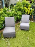 Twee fauteuils met grijze bekleding, Huis en Inrichting, Stoelen, Ophalen