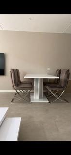 Vier luxe eetkamerstoelen, Huis en Inrichting, Stoelen, Ophalen of Verzenden, Zo goed als nieuw, Vier, Metaal