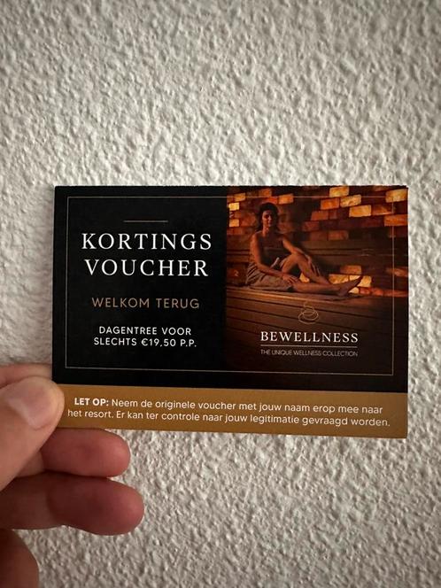Kortingsvoucher Bewellness (o.a. Veluwse Bron), Tickets en Kaartjes, Kortingen en Cadeaubonnen, Spa of Sauna, Kortingsbon