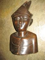 JAVAANSE MAN hardhout borstbeeld hoog 26 cm breed 14 cm, Antiek en Kunst, Ophalen of Verzenden