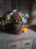 Stoere houten nepalese kruik vaas, Huis en Inrichting, Woonaccessoires | Vazen, Overige materialen, Gebruikt, Overige kleuren