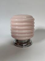 Roze vintage art deco plafondlamp geribbelde cillinder, Ophalen of Verzenden