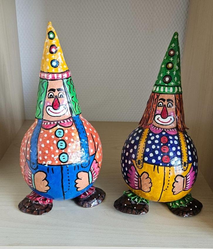 Kleurrijke clowns / papier maché poppen uit Cuba, Antiek en Kunst, Kunst | Overige Kunst, Ophalen of Verzenden