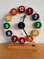 Oude houten klok - leren klokkijken - merk SIO, Ophalen of Verzenden