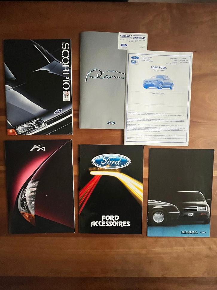 Vijf diverse oude Ford folders, Boeken, Auto's | Folders en Tijdschriften, Zo goed als nieuw, Ford, Ophalen of Verzenden