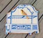 Delfts blauw tegel: Vogel in kooi, Ophalen of Verzenden