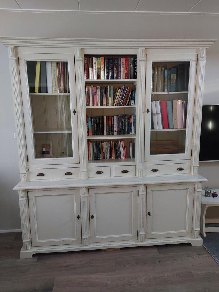 Houten crème kleurige buffetkast, Ophalen of Verzenden, 50 tot 75 cm, 200 cm of meer, 200 cm of meer