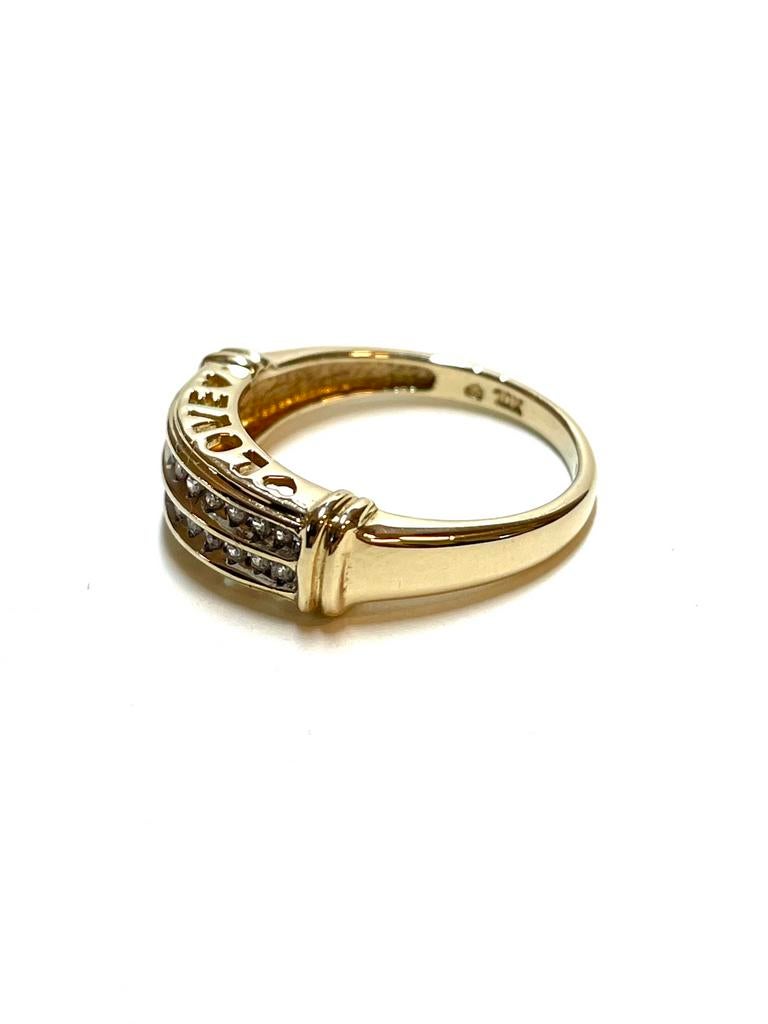 10k gouden ring met diamanten, -, -, Ophalen of Verzenden, Zo goed als nieuw