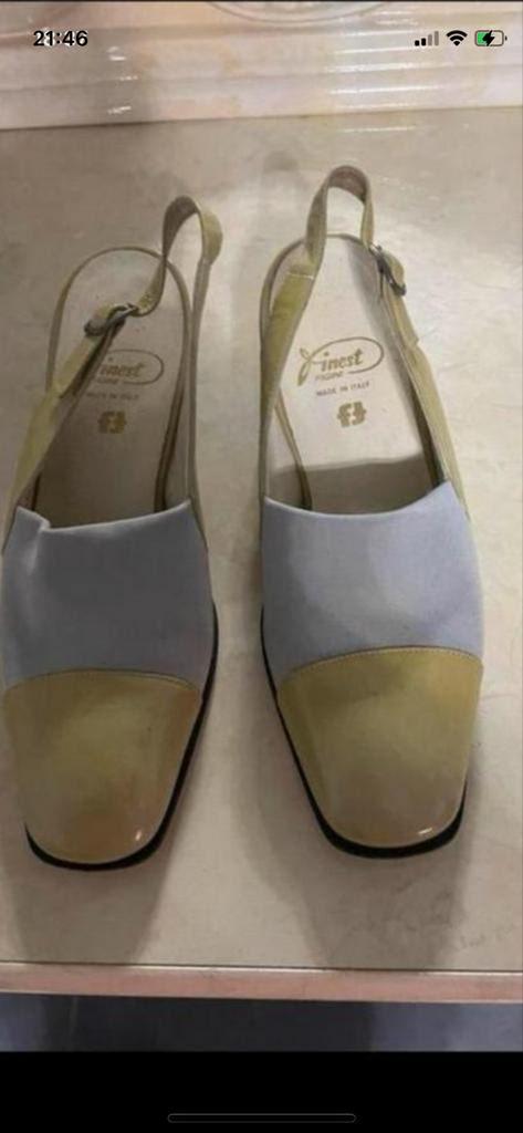 Elegante slingback pumps in beige en lichtblauw  maat 34.1/2, Kleding | Dames, Schoenen, Ophalen, Gedragen, Beige, Pumps