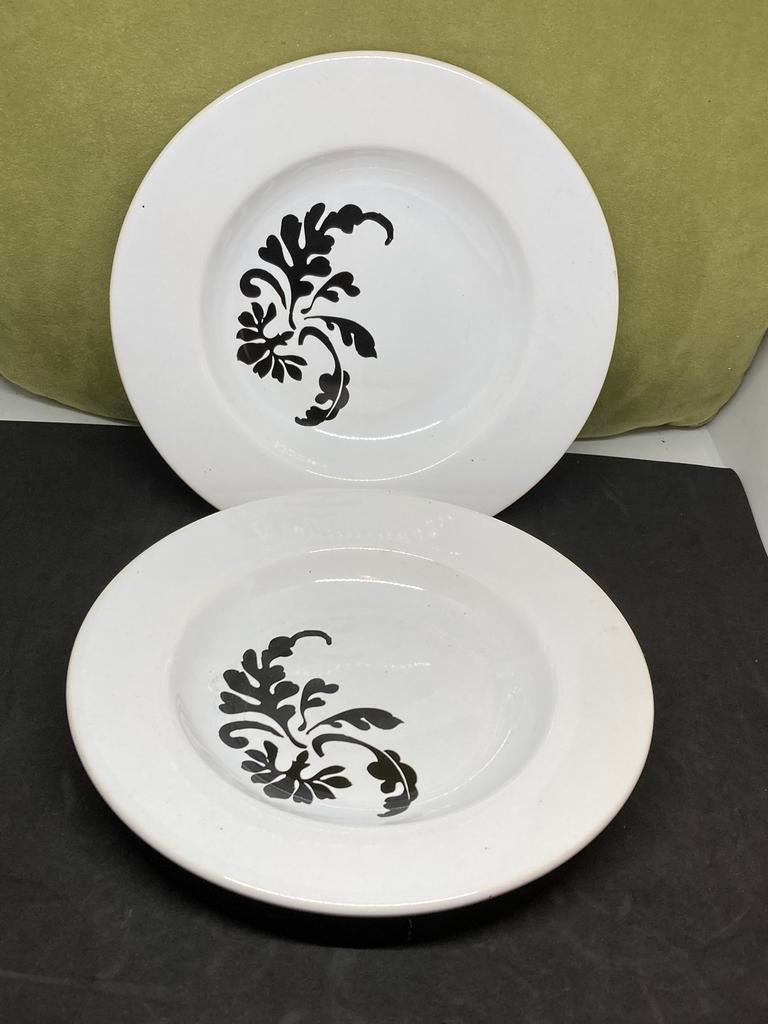 Diep bord, pastabord, wit/zwart (050822), Huis en Inrichting, Keuken | Servies, Gebruikt, Ophalen of Verzenden, Bord(en), Overige stijlen