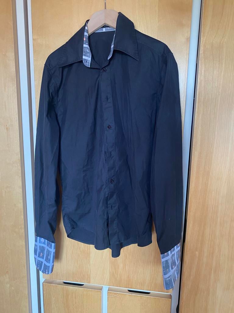 Hans Ubbink overhemd met print in kraag en manchetten, Kleding | Heren, Overhemden, Ophalen of Verzenden, Gedragen, Zwart