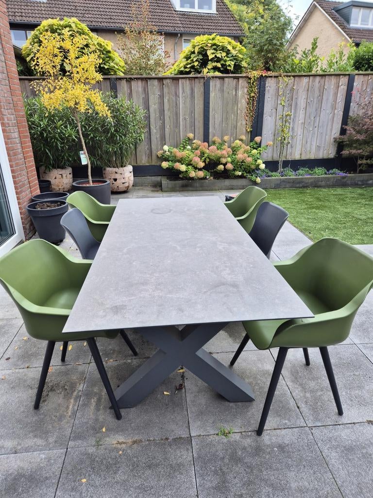 6 Hartman Tuinstoelen - 4 Groen, 2 Grijs, Tuin en Terras, Tuinstoelen, Ophalen, Gebruikt, Kunststof