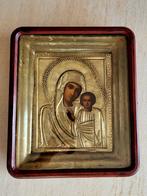 Icoon. Moeder van God van Kazan. Met de glazen kast. 19 eeuw, Ophalen of Verzenden