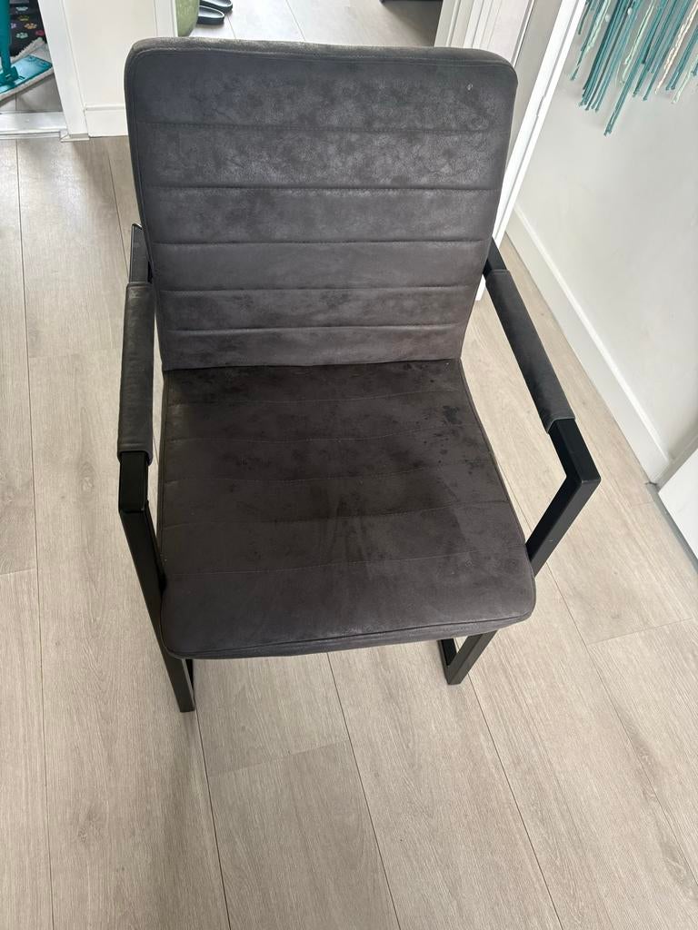 Industriële eethoek met ronde tafel (120 cm) en 4 stoelen, Ophalen, Gebruikt, 100 tot 150 cm, Rond