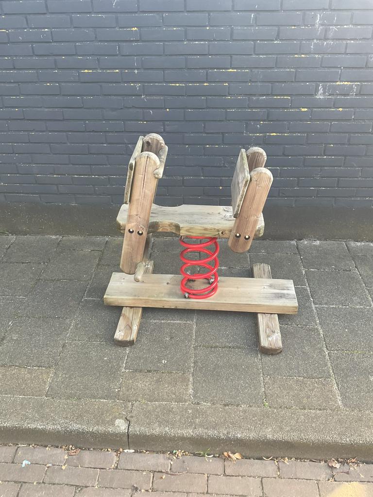 Houten wipkip motorfiets model, Kinderen en Baby's, Speelgoed | Buiten | Speeltoestellen, Ophalen, Gebruikt