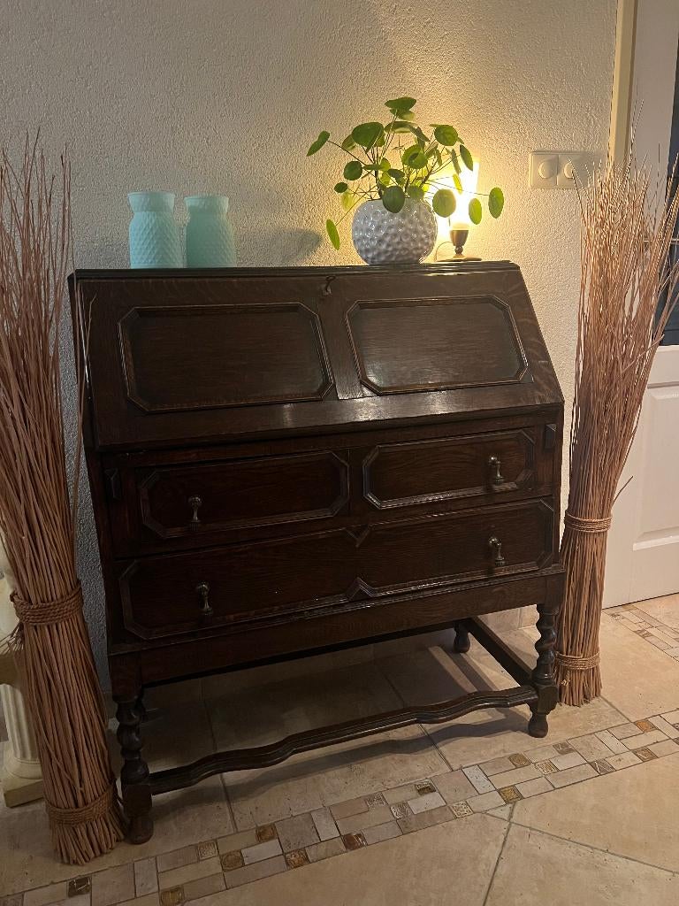 ouder eiken retro  bureau secretaire Elst (U), Ophalen, Zo goed als nieuw