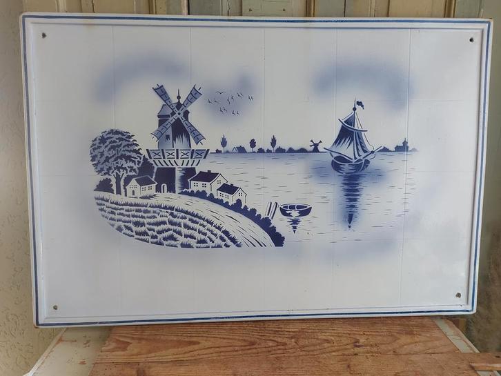 Vooroorlogse emaille plaat achterwand Hollandse poffertjeskr, Antiek en Kunst, Antiek | Emaille, Ophalen