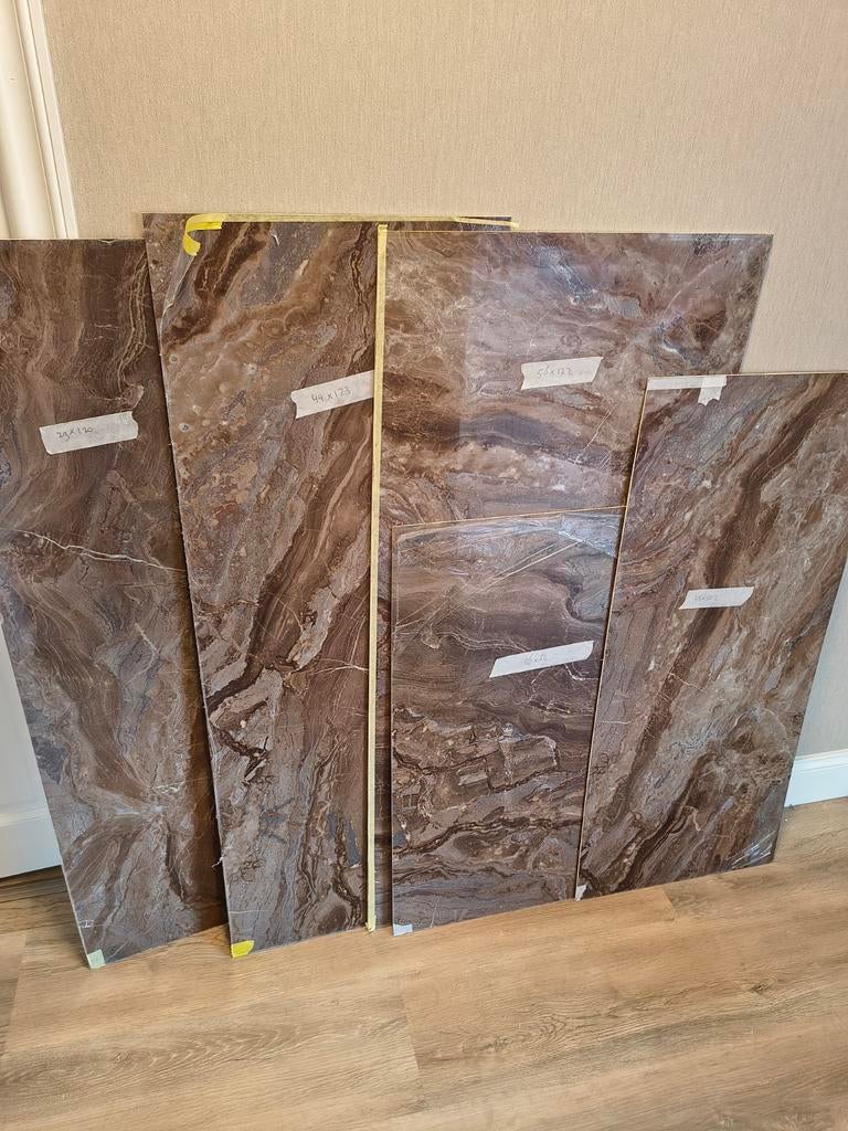 PVC wandpanelen bruin marmer diverse afmetingen, Doe-het-zelf en Verbouw, Tegels, Ophalen, Marmer, Minder dan 5 m², 60 cm of meer