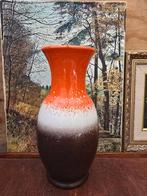 West Germany oranje met bruine vintage vaas, Ophalen of Verzenden