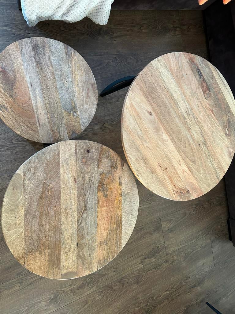 Salontafels 3 stuks, Huis en Inrichting, Tafels | Salontafels, Ophalen, Gebruikt, Rond, 50 tot 100 cm