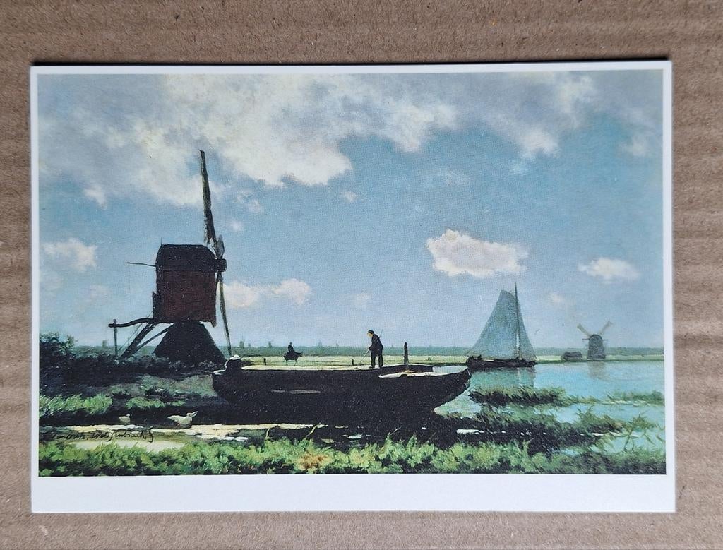 J.H. Weissenbruch - Riviergezicht met pramende boer, Ophalen of Verzenden, 1980 tot heden, Ongelopen, Overige thema's