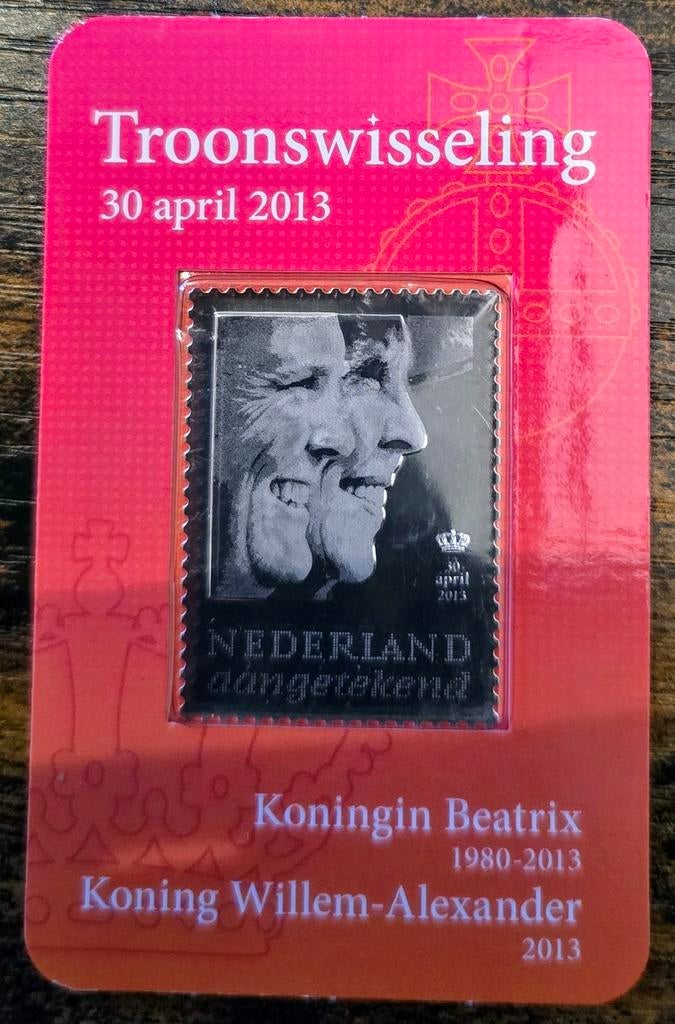 Nederland 2013 Zilveren 3D Postzegel Dubbelportret, Postzegels en Munten, Postzegels | Nederland, Ophalen of Verzenden, Na 1940