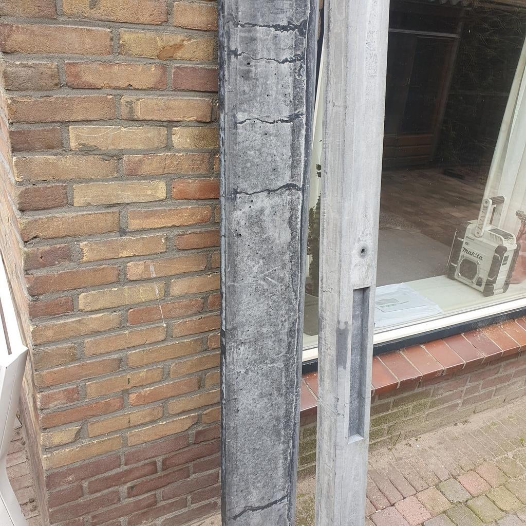 Betonpaal en onderplaat antraciet diamantkop, Tuin en Terras, Schuttingen, Ophalen, Nieuw, Overige materialen, 2 meter of meer